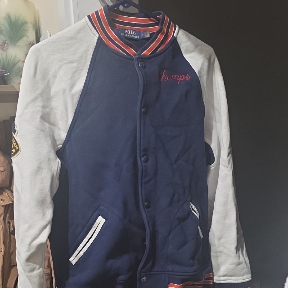 Polo by Ralph Lauren Navy and Cream Varsity Jacket